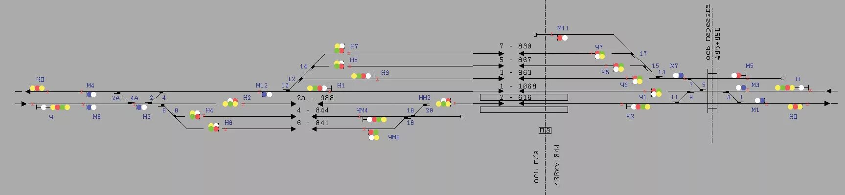 Расстановка светофоров на жд станции схема Типовые схемы станций с расставленными светофорами