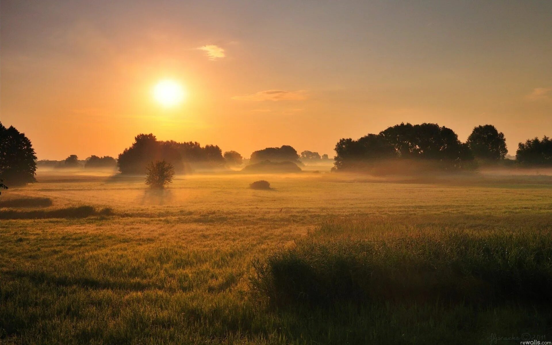 Рассвет поле фото Morning Landscape Wallpaper