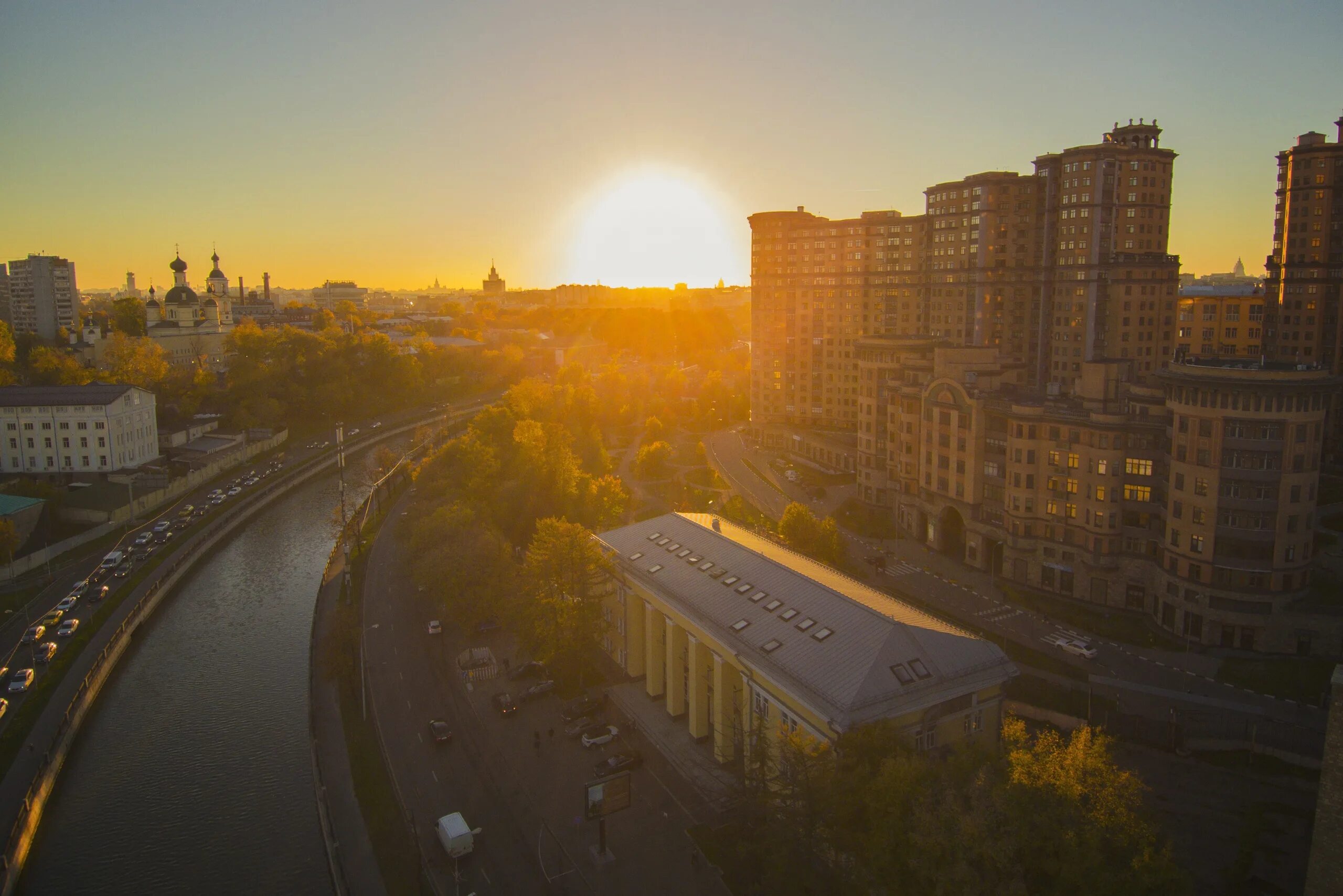 Рассвет ул энгельса 160 фото ЦАО на закате, Москва - Фото с высоты птичьего полета, съемка с квадрокоптера - 