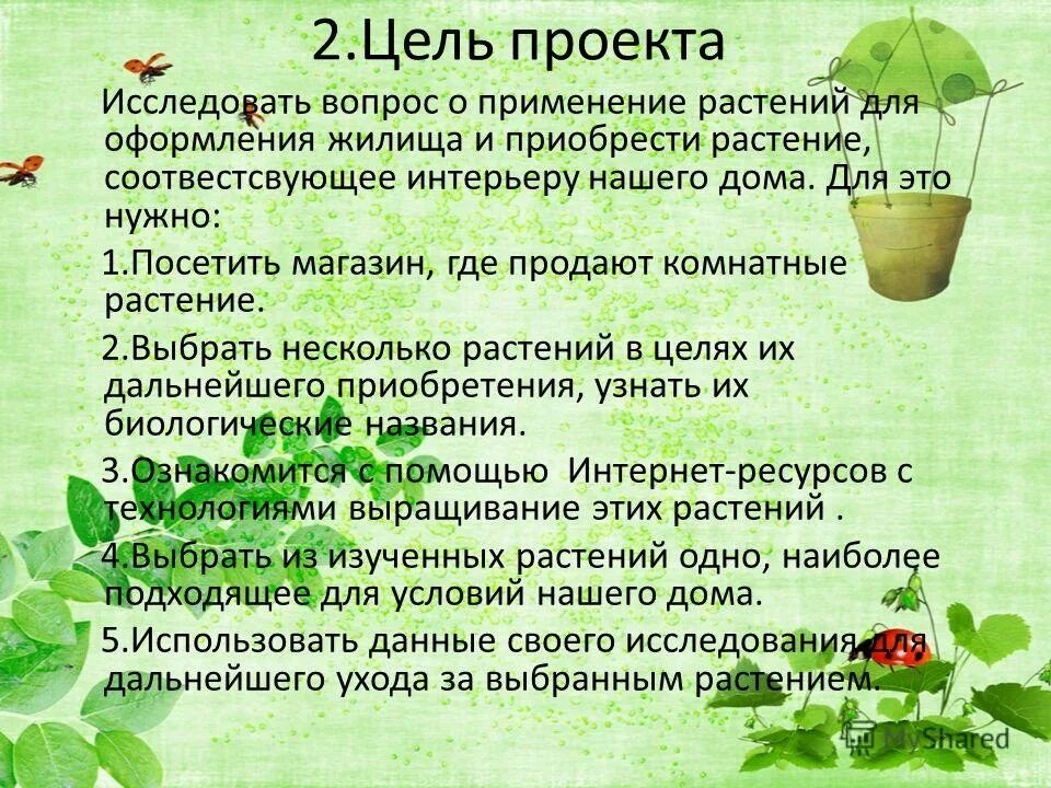 Растение в интерьере жилого дома творческий проект Презентация на тему растение в интерьере жилого дома. Творческий проект "Растени