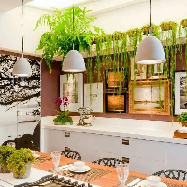 Растения в интерьере кухни Plantas Cozinhas modernas, Decoração cozinha moderna e Design de interior de coz