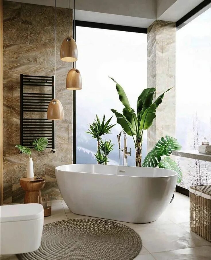 Растения в интерьере ванной комнаты 15 Idées Déco pour une Salle de Bains Nature Bathroom interior design, Beautiful