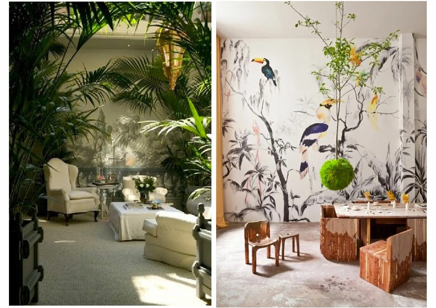 Растительные обои в интерьере Tropical living - Marta de la Rica Tree interior, Tropical living, Home decor in