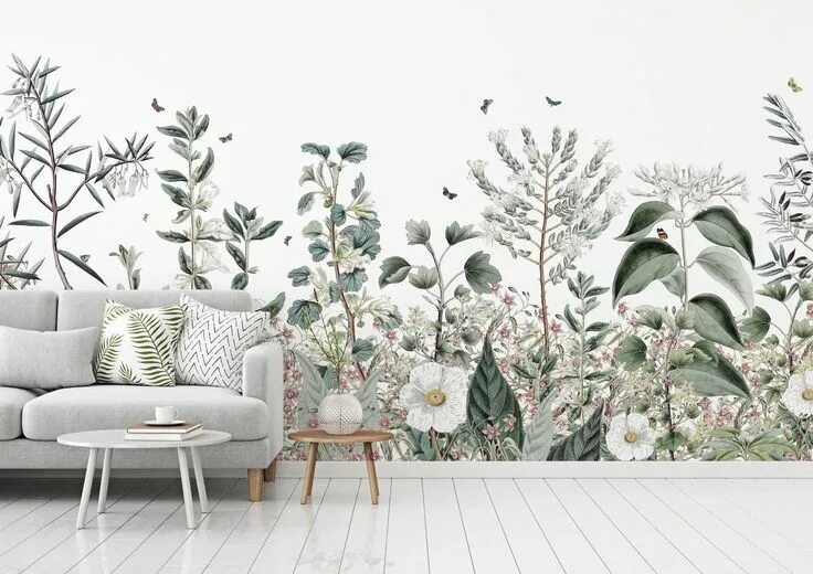 Растительные обои в интерьере Papier peint fleuri : la nature et les fleurs s'invitent sur les murs Floral wal