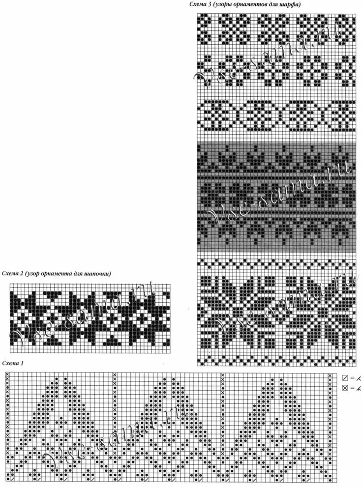 Растительные узоры и орнаменты спицами схемы схемы для юбки связанной жаккардовым узором жаккардовыми узорами, схемы #yandexi