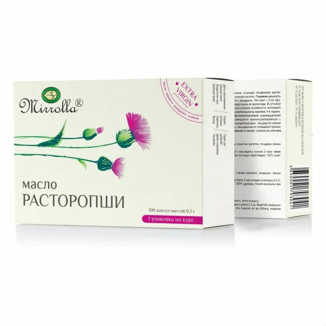 Расторопша масло фото Mirrolla Масло Расторопши капсулы массой 0,3 г 100 шт - купить, цена и отзывы в 