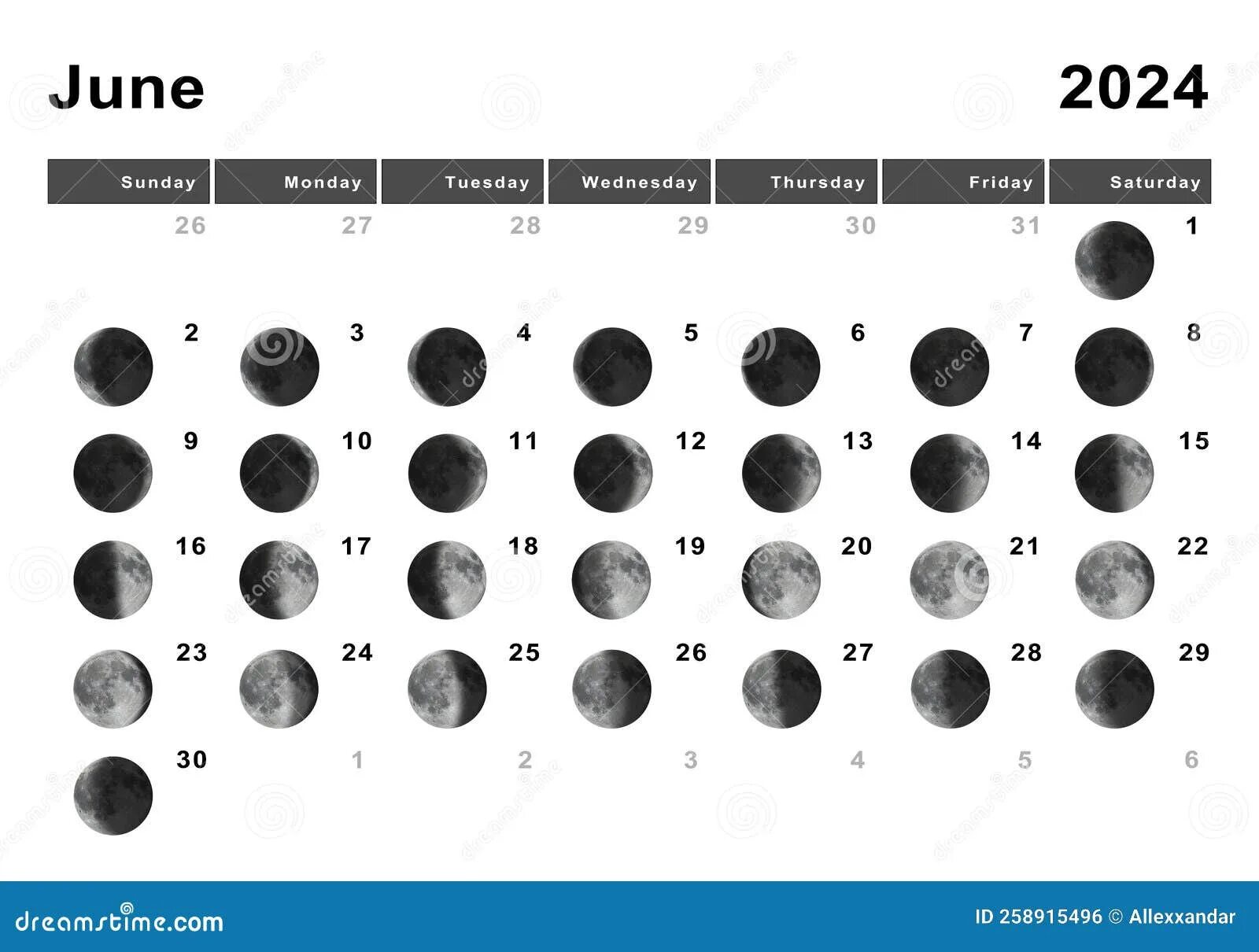 Растущая луна календарь стрижек 2024 June 2024 Lunar Calendar, Moon Cycles Stock Illustration - Illustration of 2024,