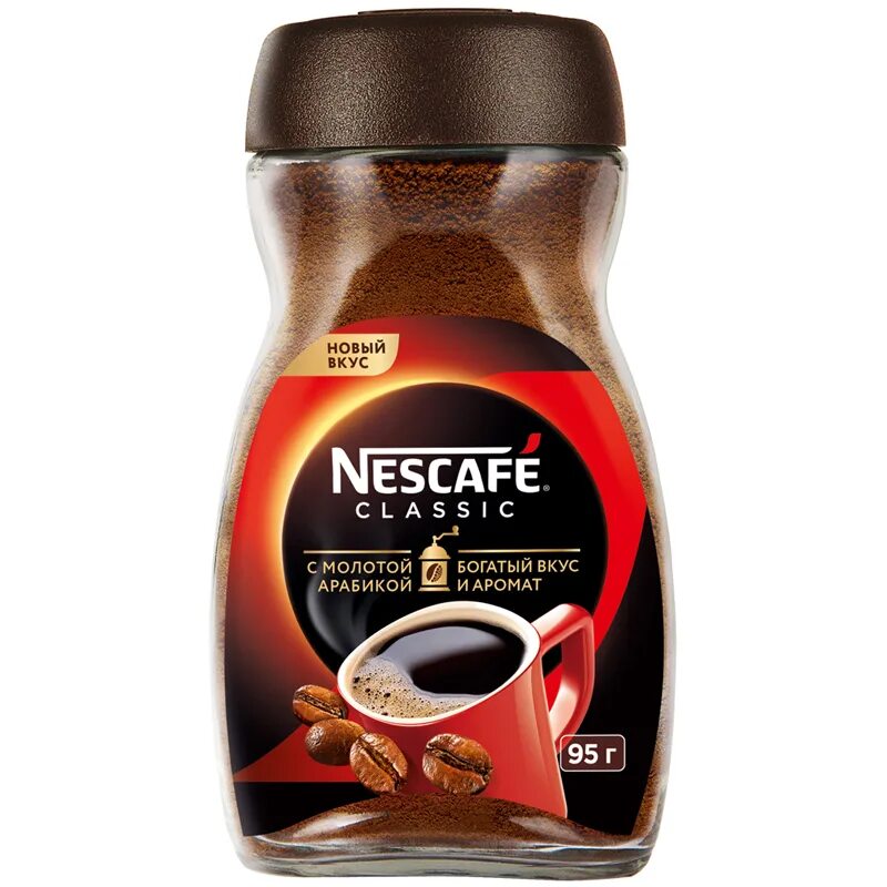 Растворимое кофе баночка в стекле фото Кофе растворимый Nescafe "Classic", гранулированный/порошкообразный, с молотым, 