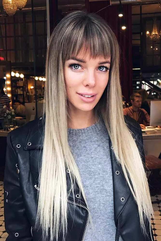 Растяжка на волосах с челкой фото Long Haircuts With Layers For Every Type Of Texture Pelo largo con flequillo, Co