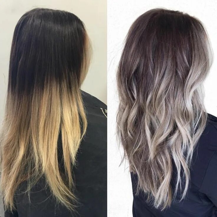 Растяжка от светлого к темному фото Before & after miracles by Habit Salon stylist @hairbybrittanyy Hair color balay