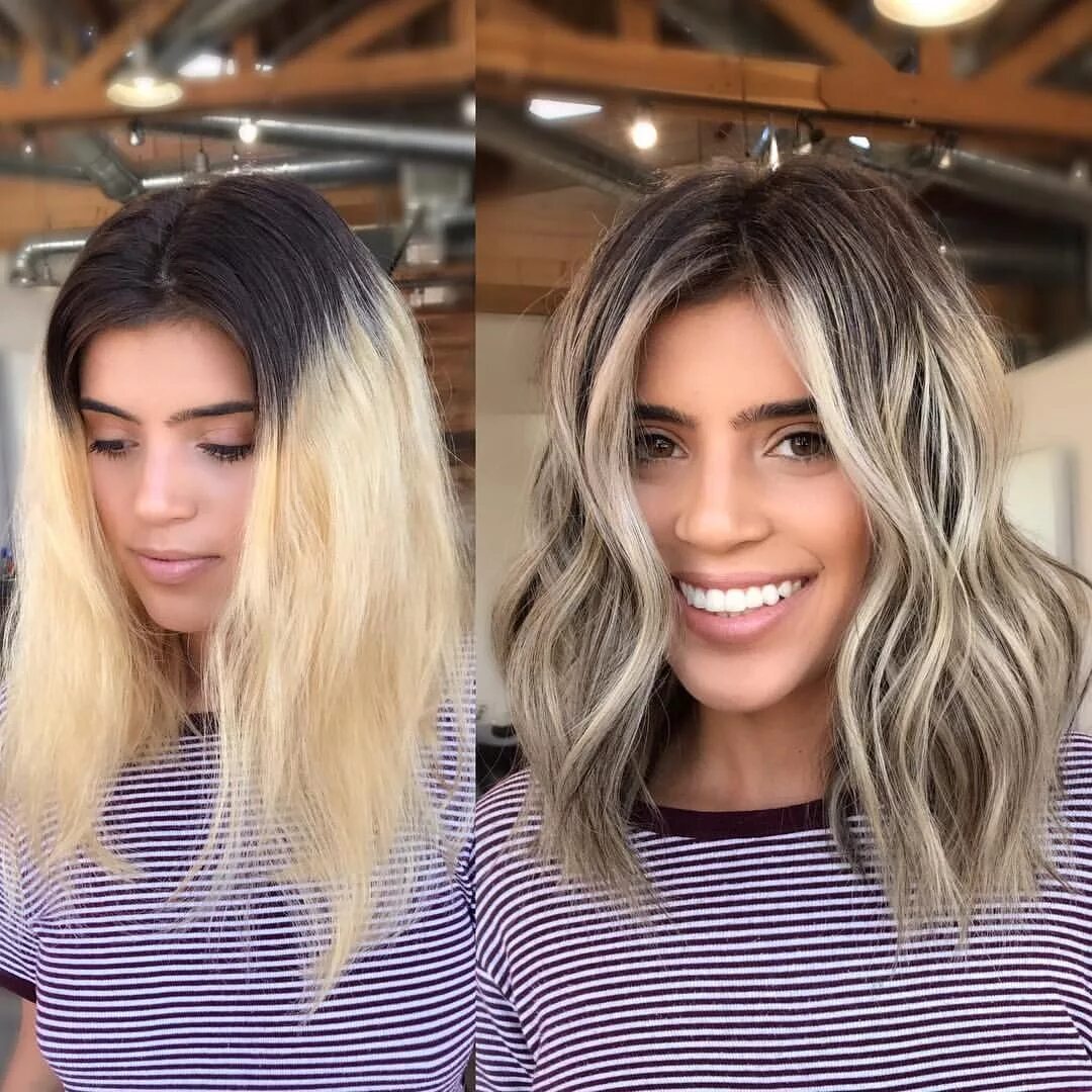 Растяжка цвета на челке фото SoCal Hair Colorist (@raylorojohair) this after color is bomb Short hair balayag