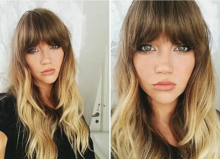 Растяжка цвета на челке фото long hair with bangs and ombre Go Back Gallery For Ombre With Bangs - Looking fo