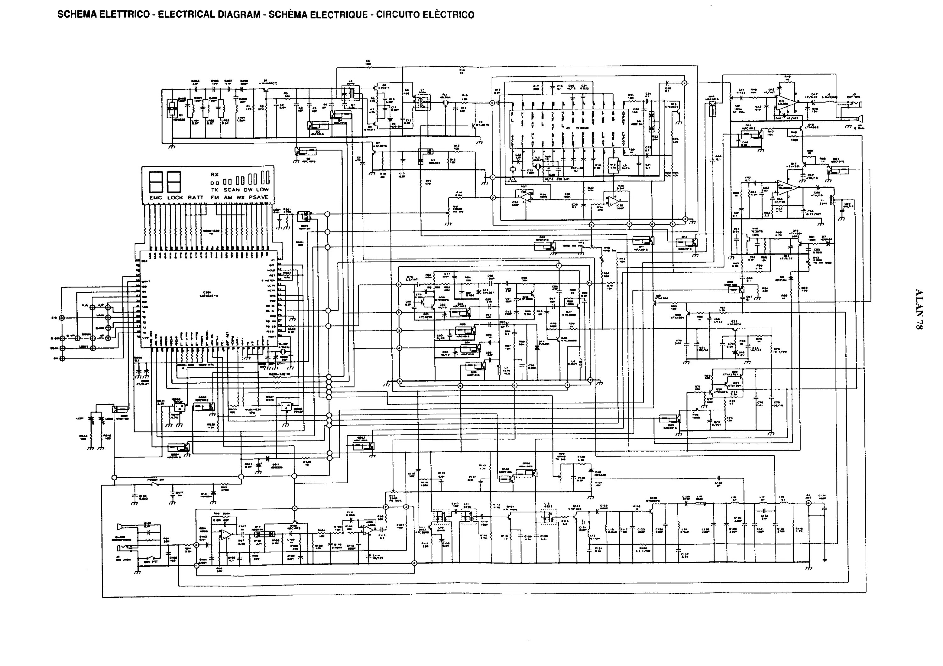 Рация схема электрическая принципиальная ALAN 78P SCH Service Manual download, schematics, eeprom, repair info for electr