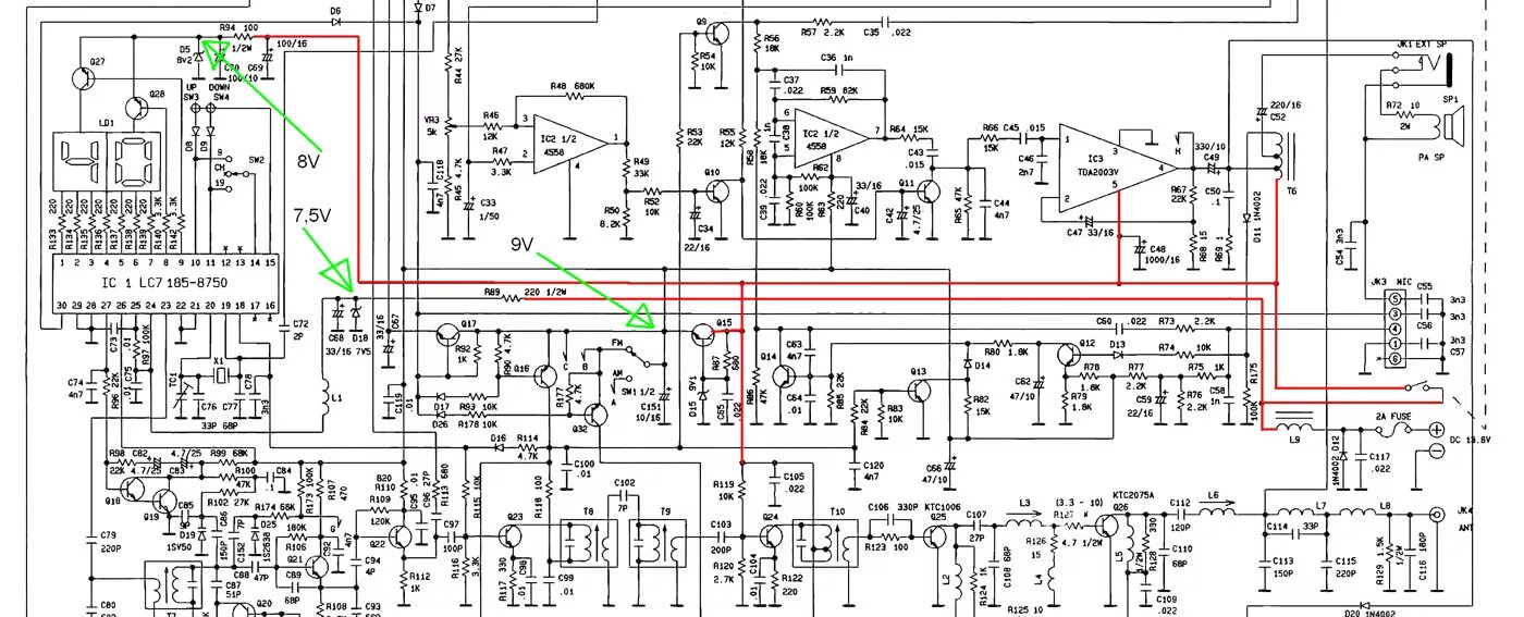 Рация схема электрическая принципиальная Alan 100 Plus внезапно умер