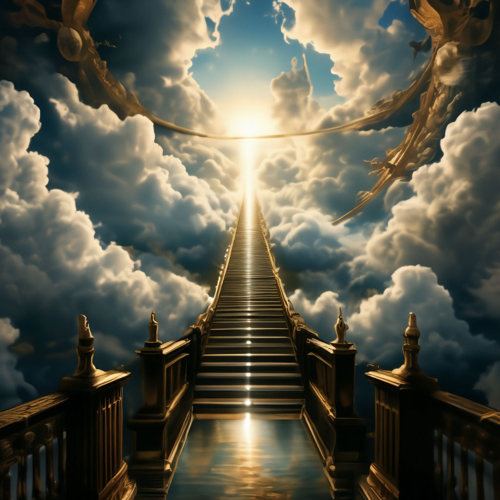 Stairs in sky to heaven Иллюстрация Stock Adobe Stock