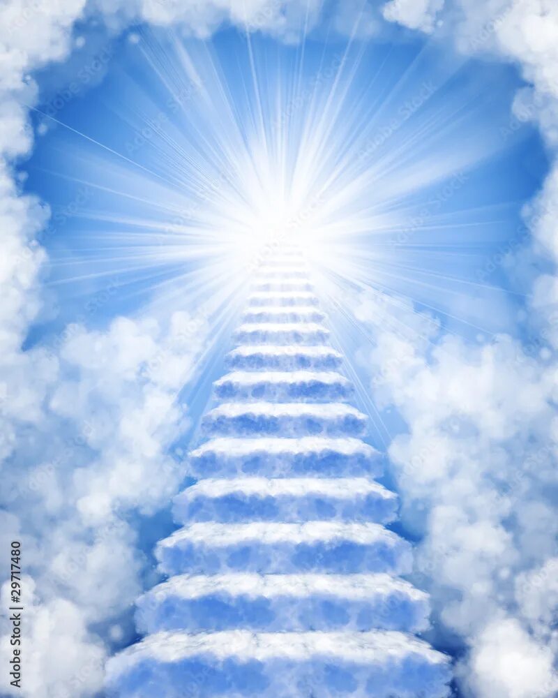 Рай на небесах фото в реальности Stairs in sky to heaven Иллюстрация Stock Adobe Stock