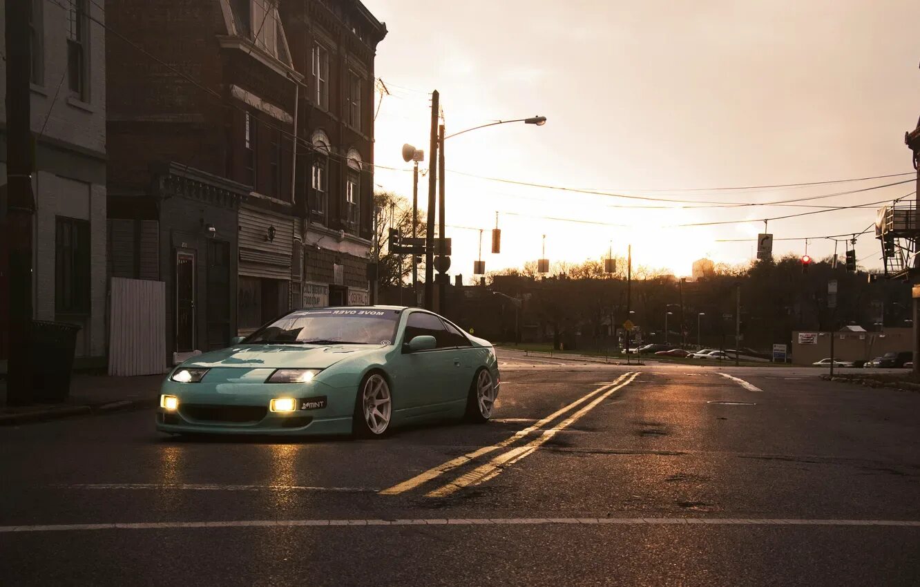 Район машина фото Обои город, green, улица, Nissan, ниссан, 300zx, fairlady на телефон и рабочий с
