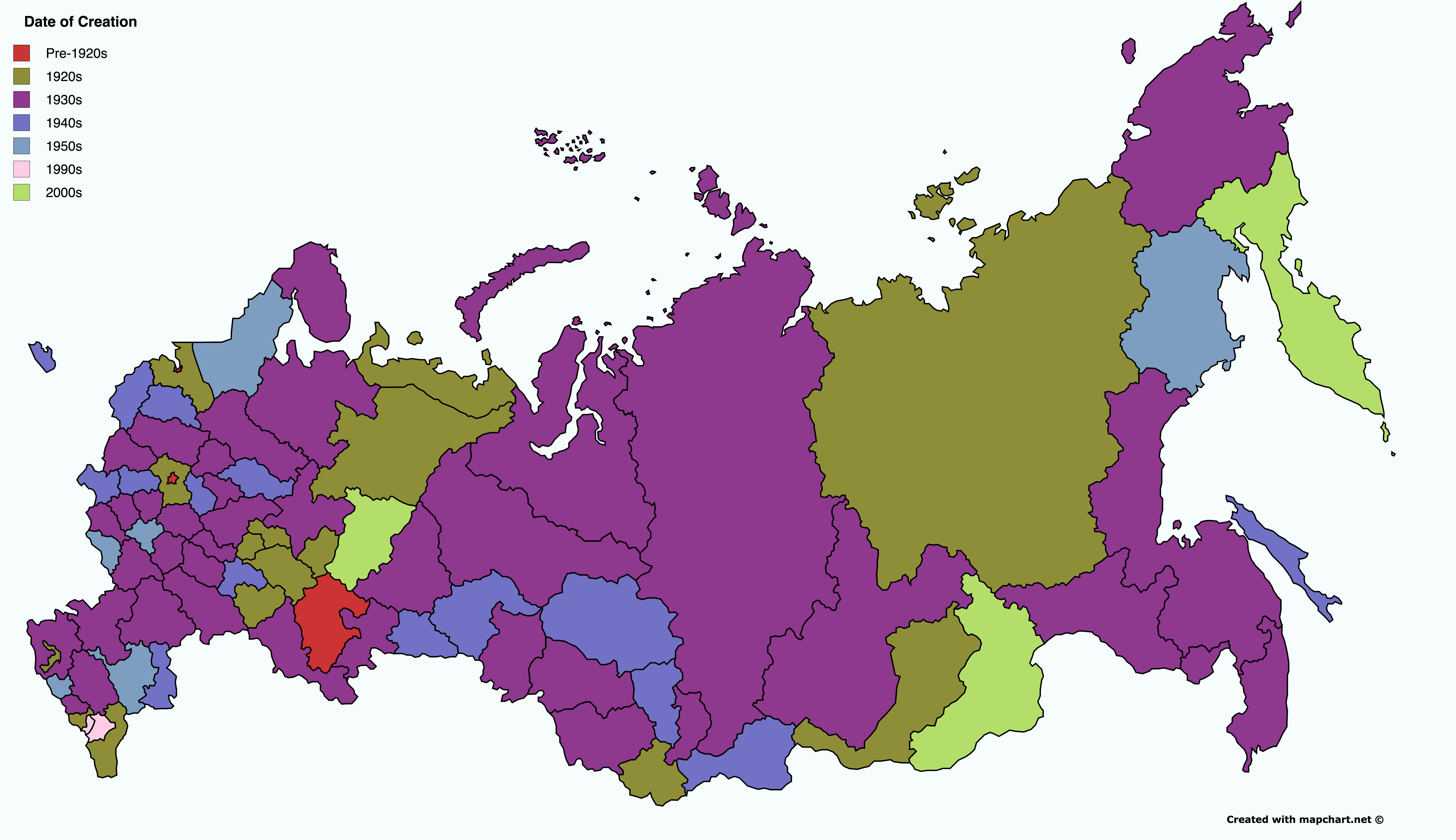 Районы россии фото Russian Federal Subjects by Decade of Creation Subjects, World map, Art