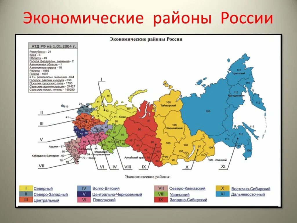 Районы россии фото Административные центры экономических районов