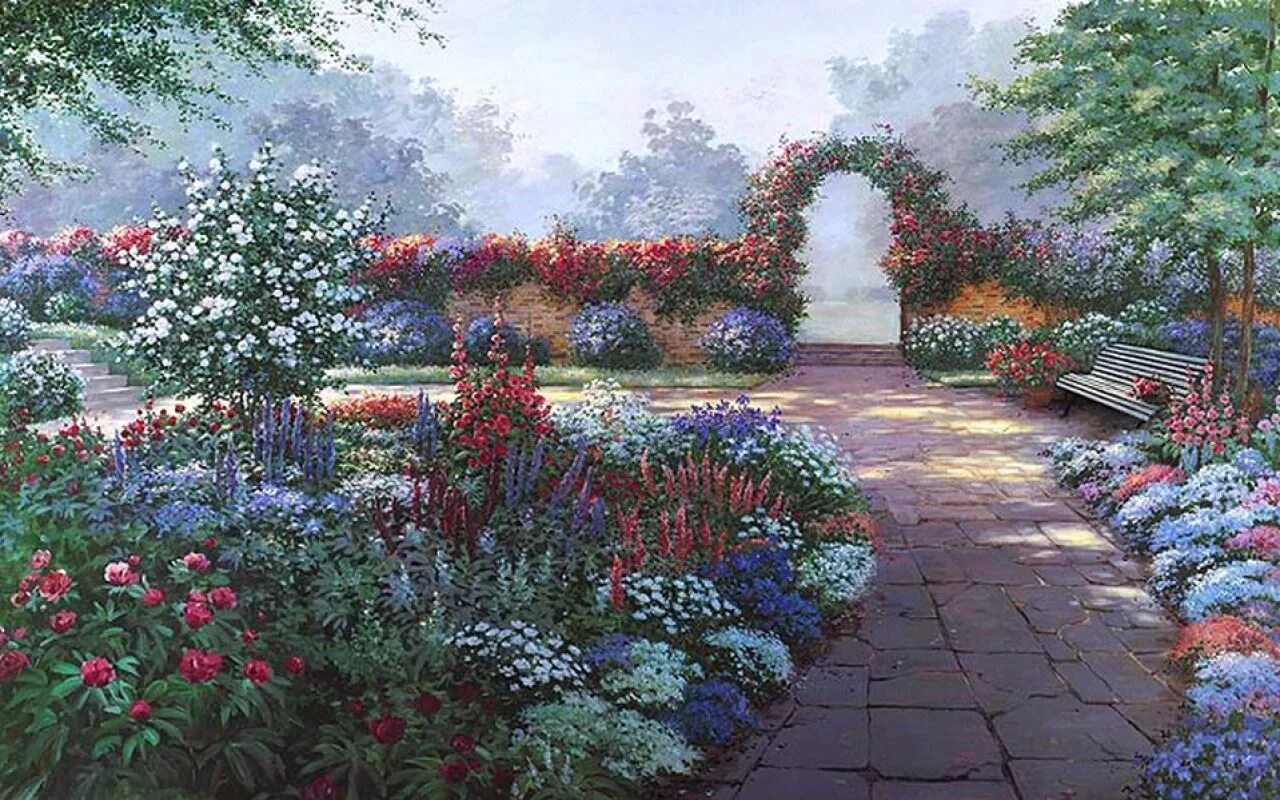 Райский сад фото 8. Ideer fra English Gardens Garden mural, Large wall murals, Serenity garden