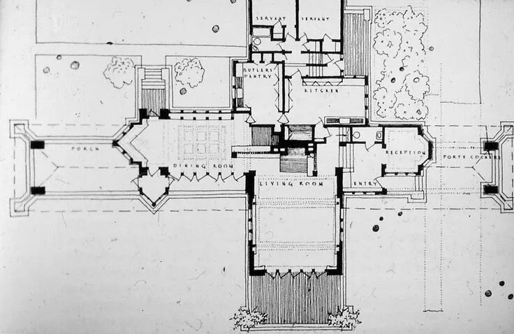 Райт дома планировки Frank Lloyd Wright. Ward Willits House. Highland Park, Illinois. 1902 #architect