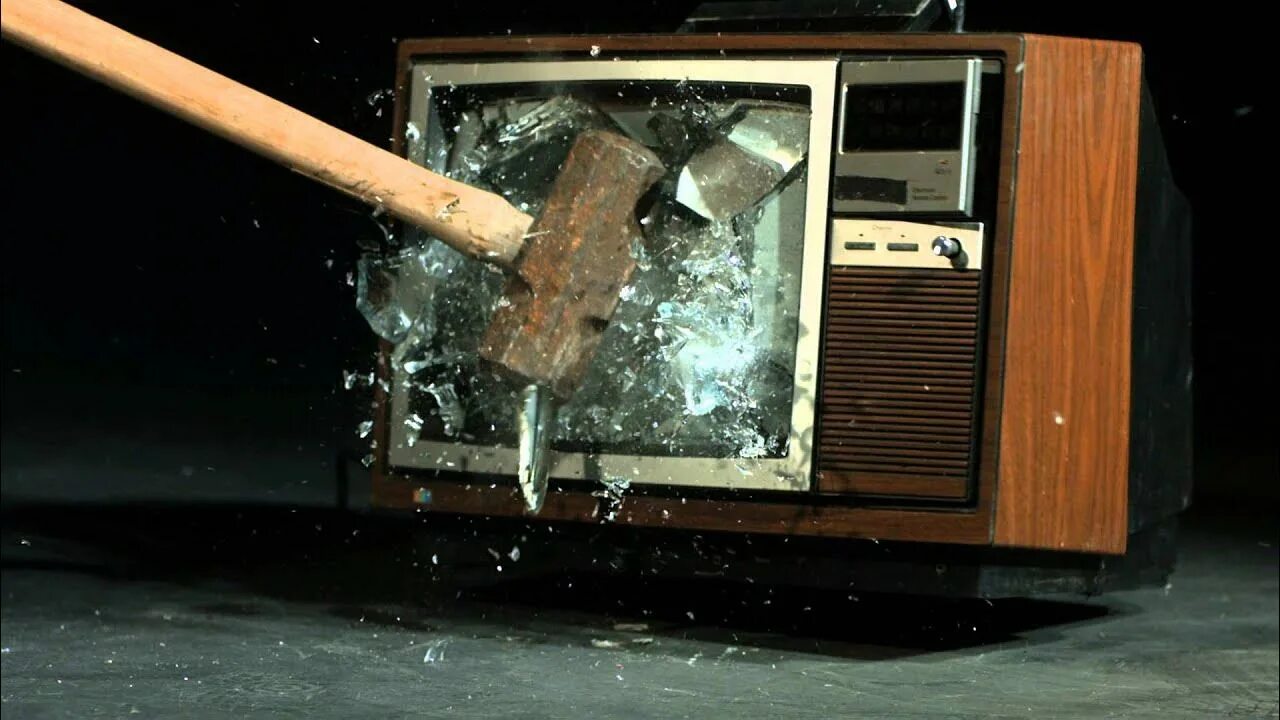 Разбил телевизор фото Free Slow Motion Footage: Shattered TV - YouTube