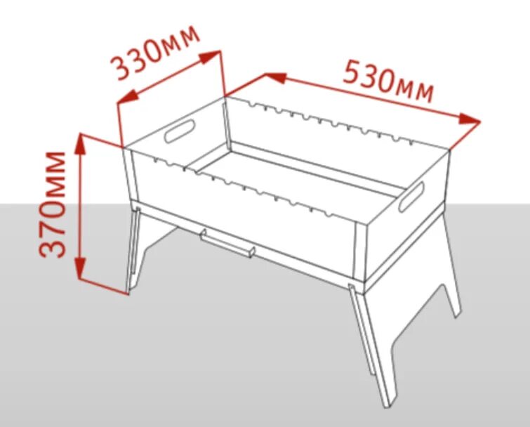 Разборный мангал своими руками чертежи Мангал Дачник B530 53x33x37 см - характеристики на Мегамаркет
