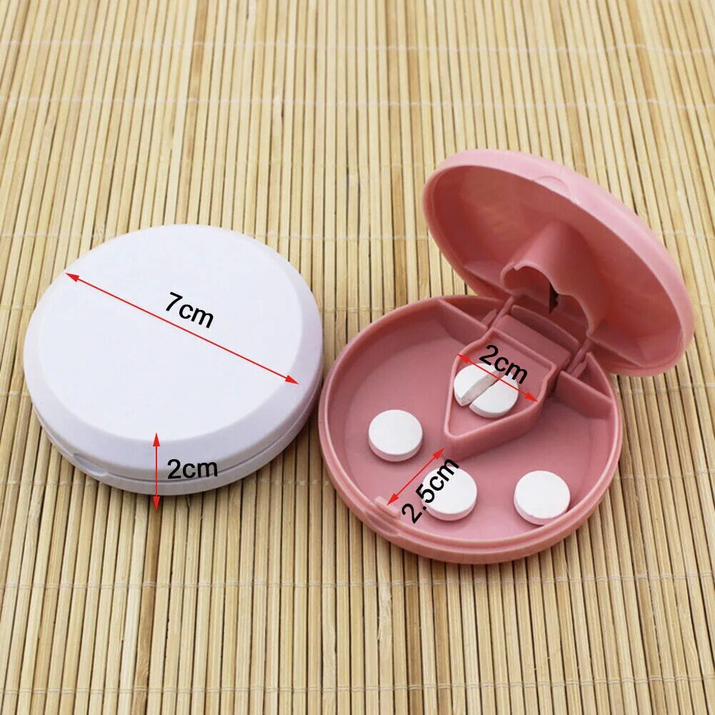 Разделить таблетку на 3 4 фото Mini Medicine Breaker Portable Round Medicine Case Plastic for Outdoor Traveling