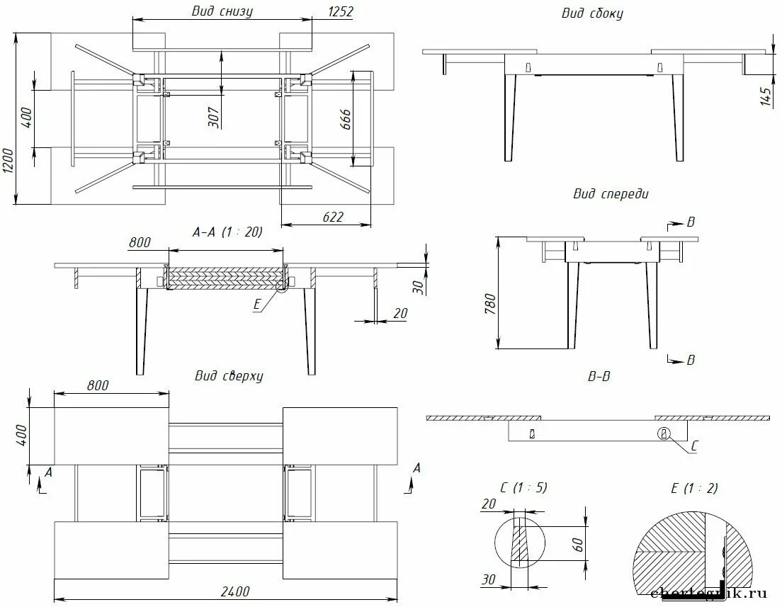 Раздвижной стол своими руками чертежи и схемы Стол раздвижной своими руками