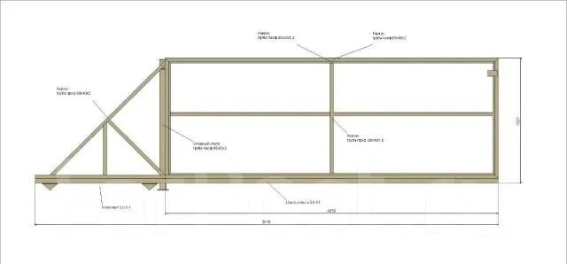 Раздвижной ворота своими руками чертежи схемы Откатные ворота 6,0х1,70 метра, новый, под заказ. Цена: 35 000 ₽ во Владивостоке