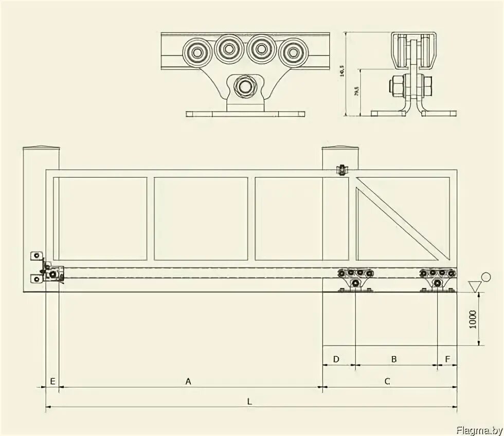 Раздвижные ворота чертежи роликов Архив: Комплект для откатных ворот Came M с черной шиной. (Италия). - Купить в М