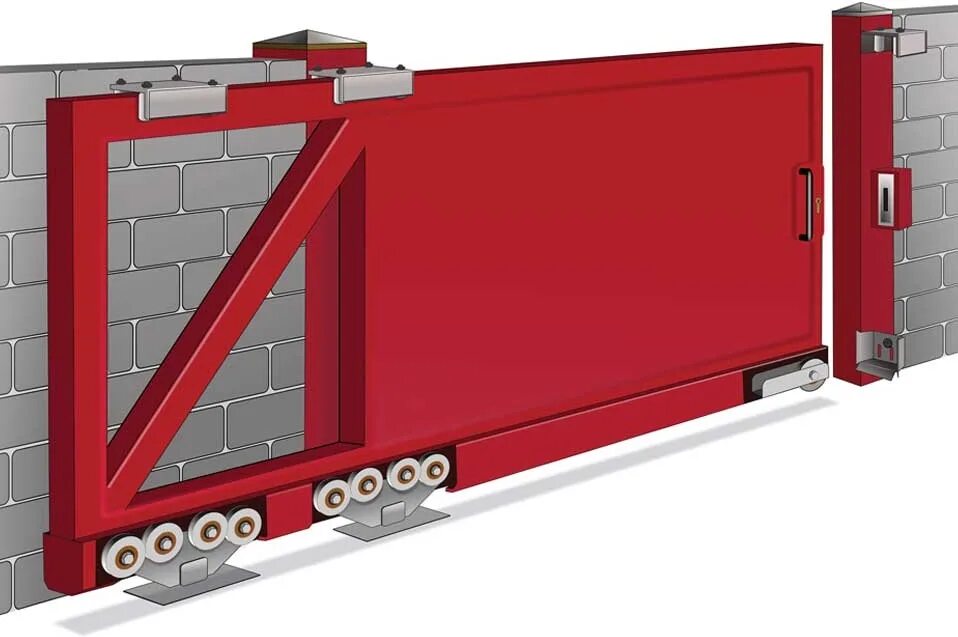 Раздвижные ворота на роликах фото Консольные самонесущие системы для откатных ворот купить в Сочи, Адлере, Лазарев