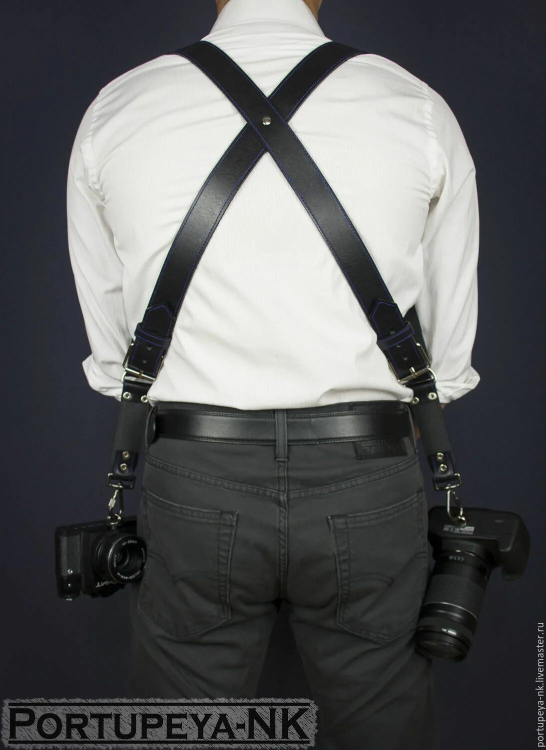 PDF & DXF Leather Suspenders With Camera Holster Pattern Leather Bag Pattern Lea