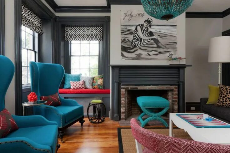 Различные стили интерьера Арт-деко Eclectic living room, Living room turquoise, Eclectic living room desig