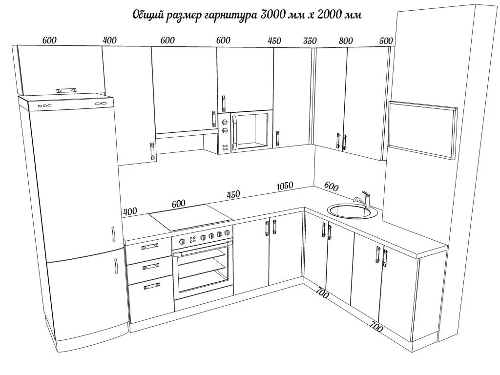 Размер кухни московской планировки Эскизы кухонных гарнитуров