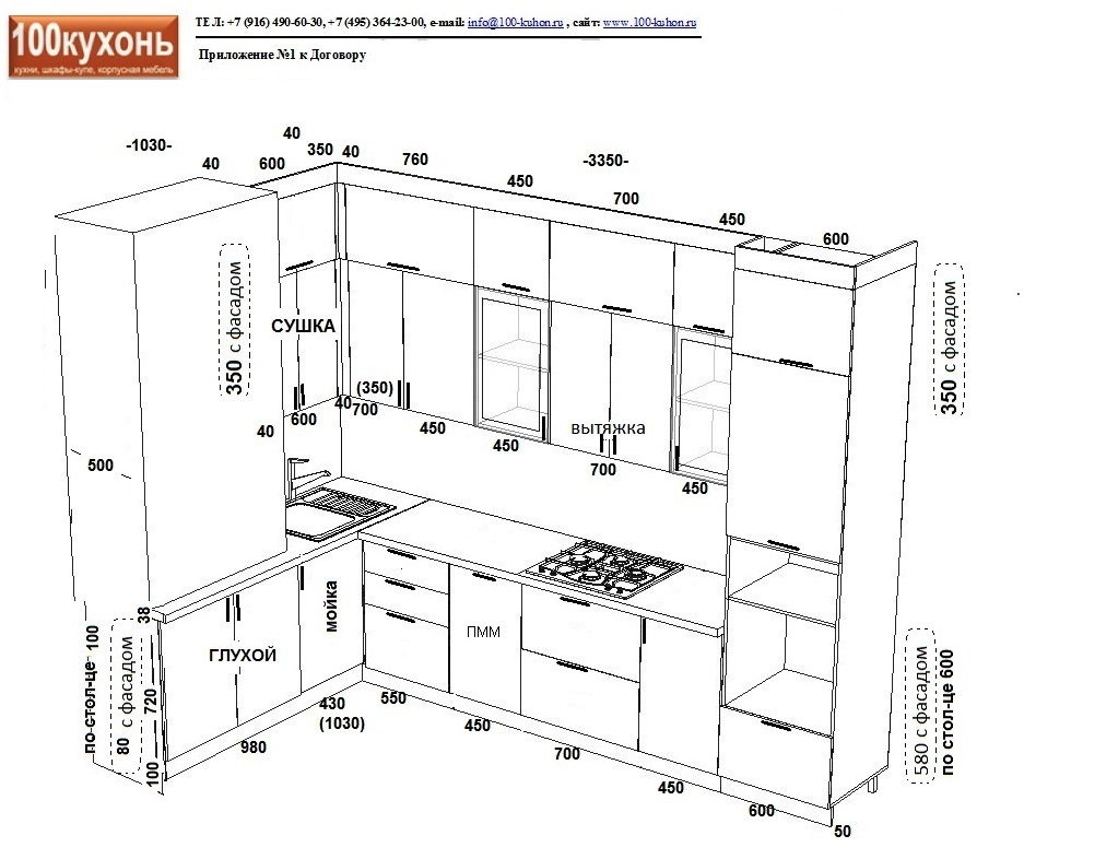 Размер кухни московской планировки Заказать дизайн-проект кухни абсолютно бесплатно от компании "100 Кухонь" в Моск