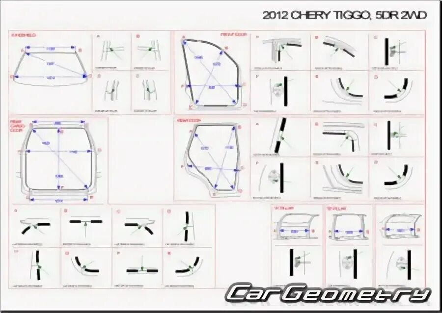 Размер передних шторок чери тигго фото Кузовные размеры Chery Tiggo (T11)