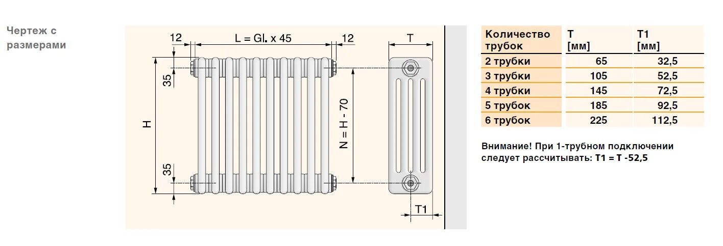 Размер подключения чугунных радиаторов Высота чугунной батареи фото - DelaDom.ru