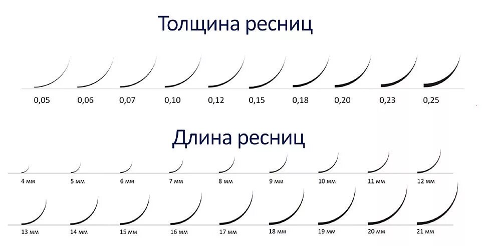 Размер ресниц для наращивания и изгиб фото Изгибы ресниц для наращивания: как выбрать правильно