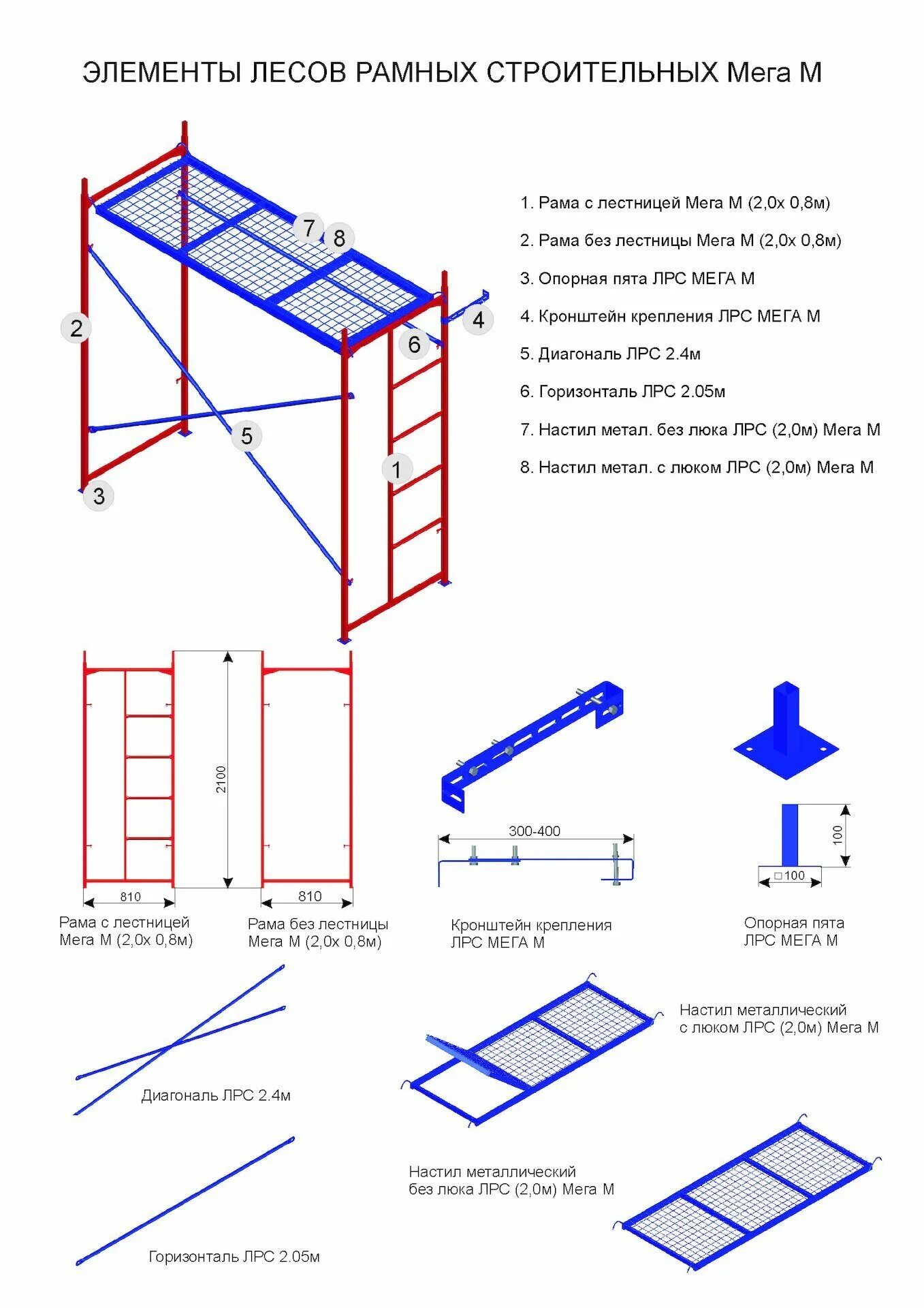 Размер строительных лесов фото Леса рамные строительные Мега М
