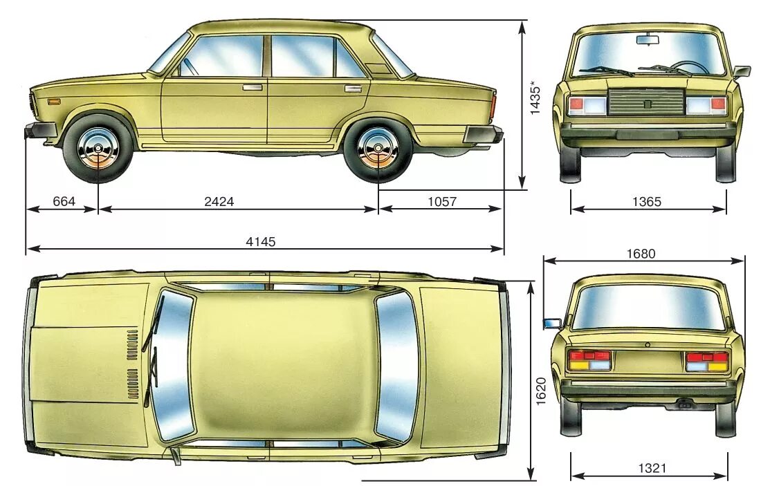 Размер ваз 2107 фото Техническая характеристика автомобилей ВАЗ 2107 Руководство ВАЗ