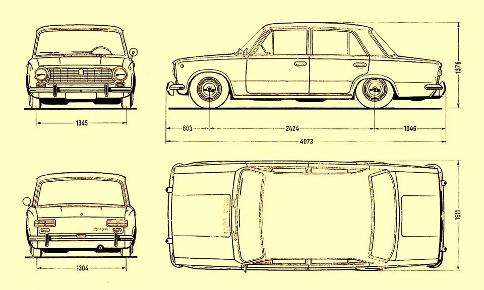 Размер ваз 2107 фото Чертеж 2101 - Lada 2101, 1,2 л, 1976 года фотография DRIVE2