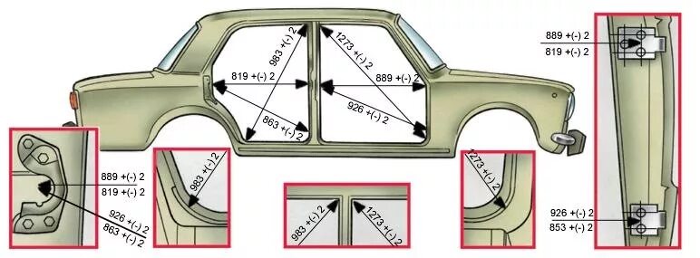 Размер ваз 2107 фото Геометрия, контрольные точки ваз 2101-07 - DRIVE2