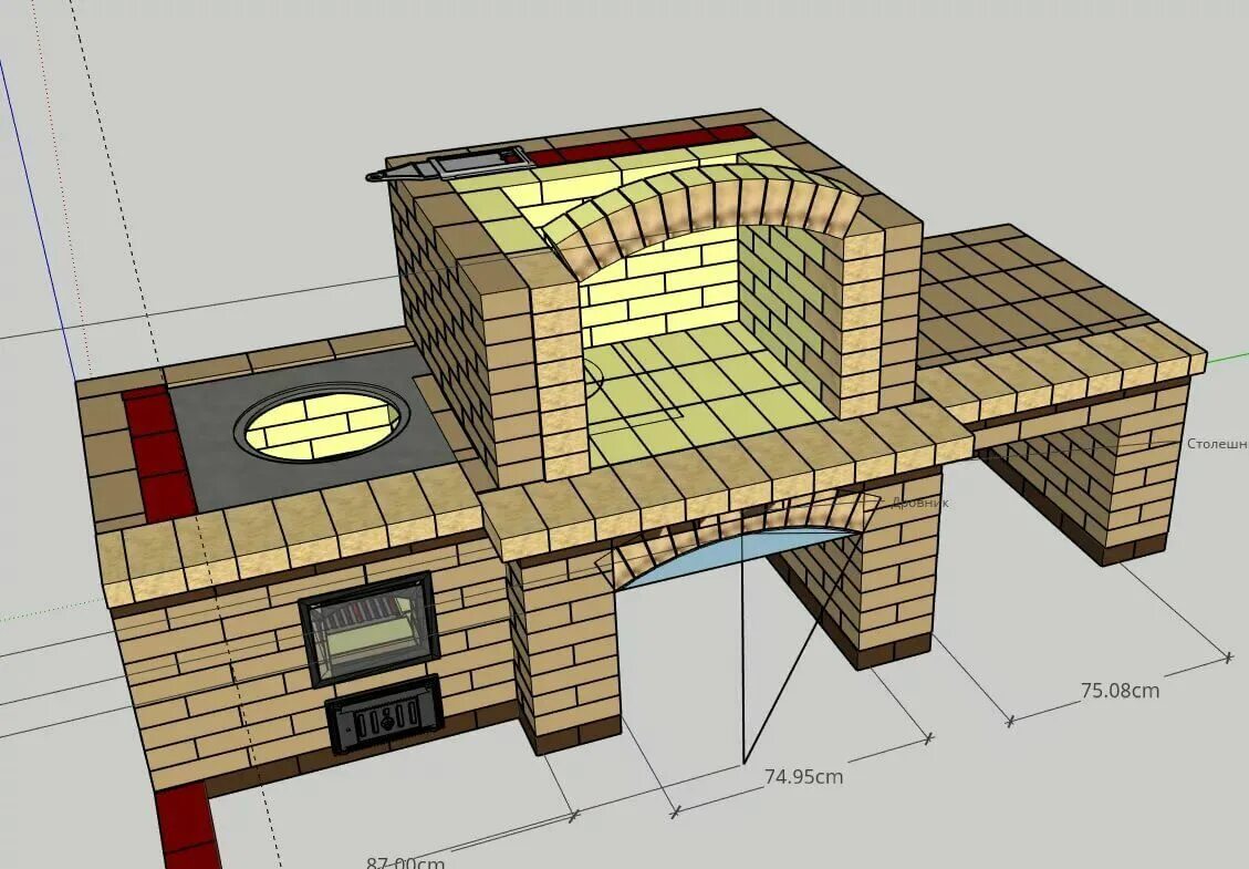 Размеры барбекю из кирпича фото Печь-барбекю из кирпича своими руками: чертежи и порядовка Outdoor oven, Outdoor