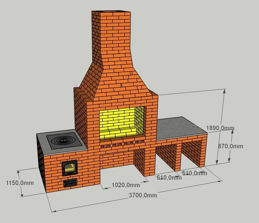 Размеры барбекю из кирпича фото Печь для беседки своими руками: схемы и чертежи популярных моделей Летний камин,
