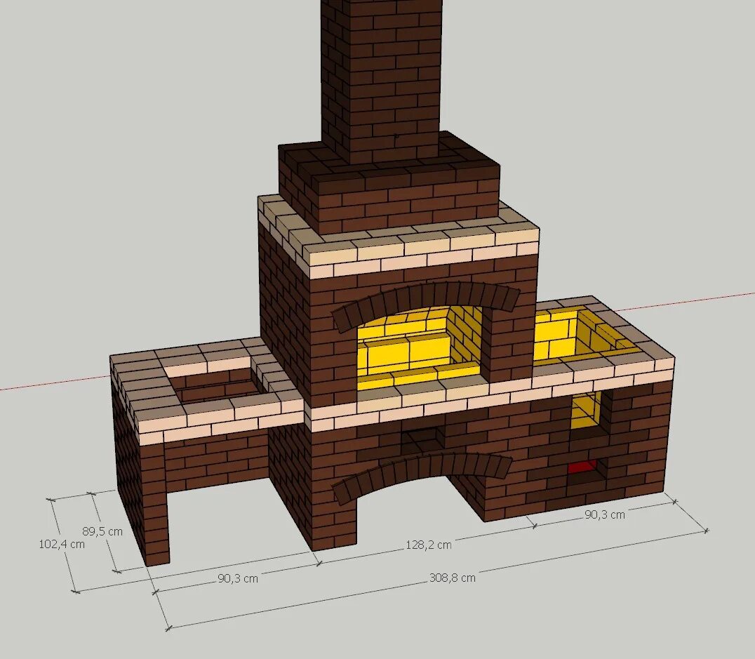 Размеры барбекю из кирпича фото Проект кирпичного мангала с казаном - Проект барбекю из кирпича с мангалом казан