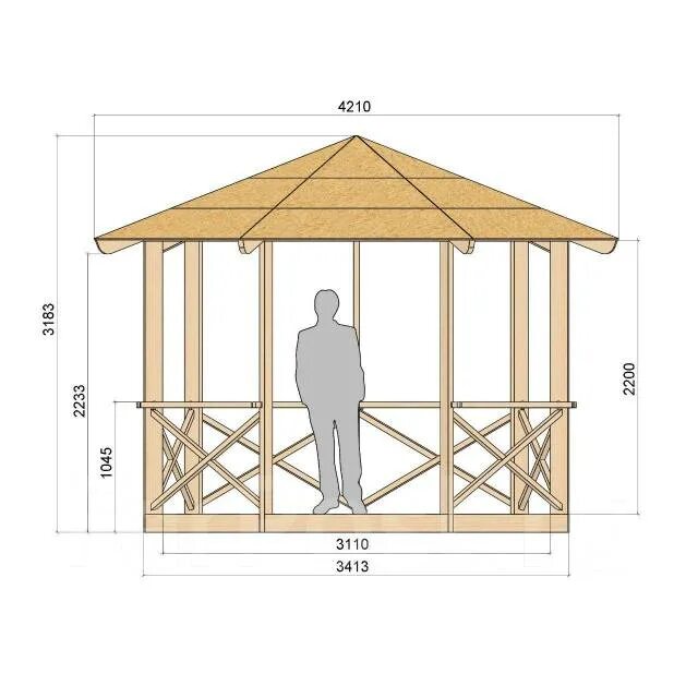 Размеры беседки из дерева своими руками Беседка купольная каркасная А32 под ключ от завода Добросфера, новый. Цена: 72 5