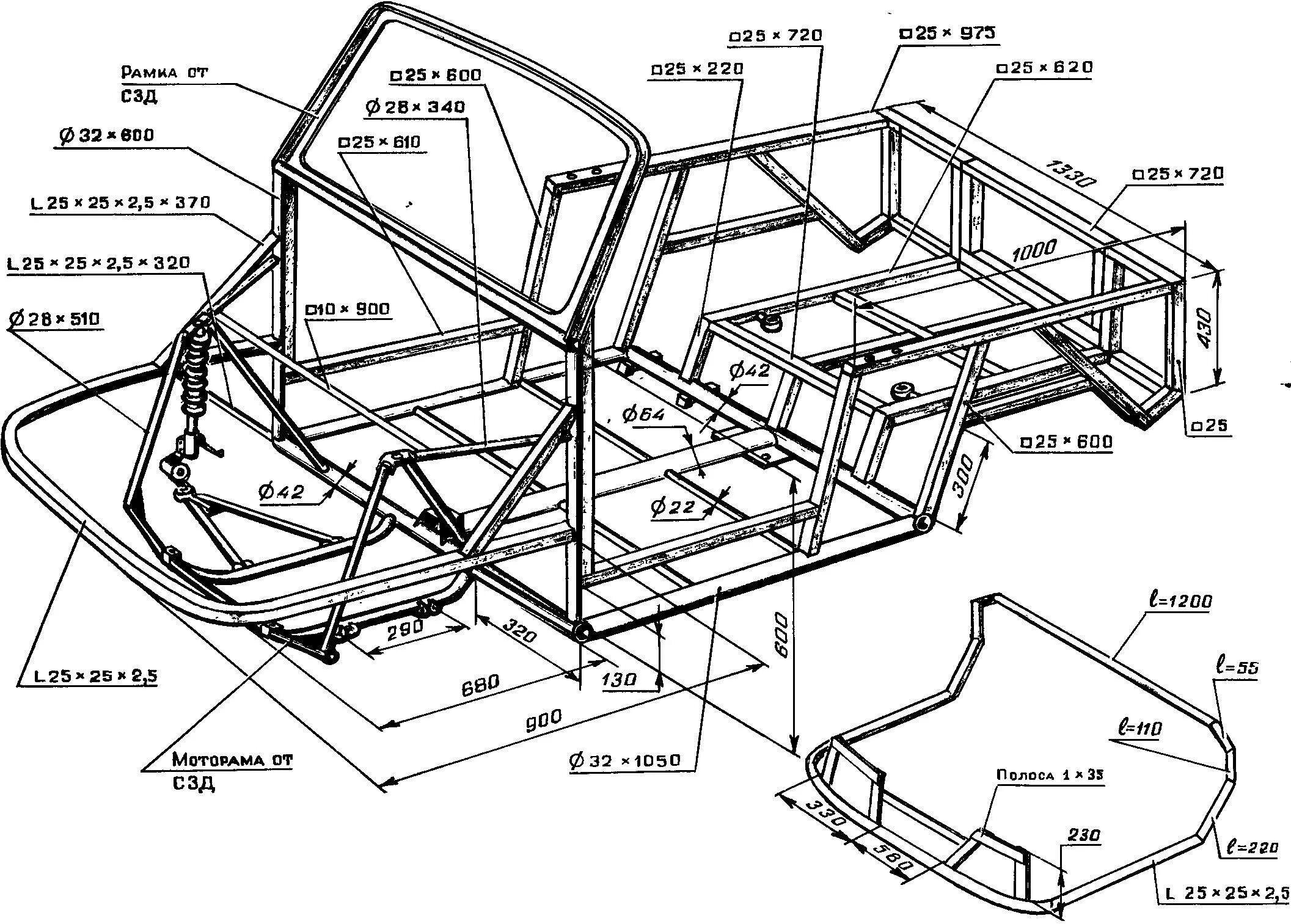 Размеры чертежи мини авто своими руками MINI JEEP "PONY" MODEL CONSTRUCTION