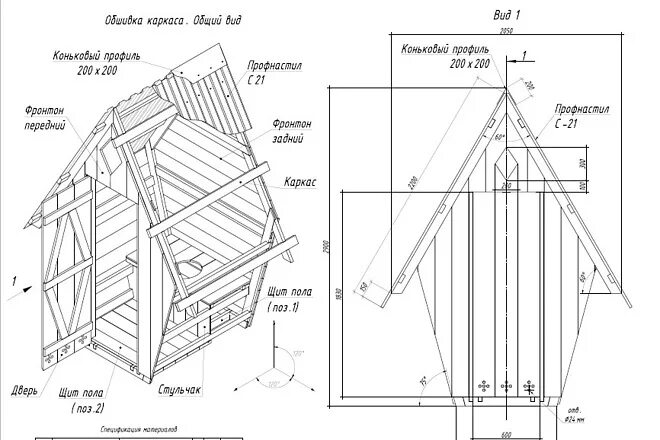 Размеры дачного туалета своими руками схемы Как построить туалет на даче своими руками - чертежи и подробности