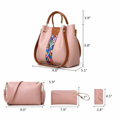 Размеры дамской сумочки 4pcs/set Women Ladies Leather Handbag Shoulder Tote Purse Satchel Messenger Bag 